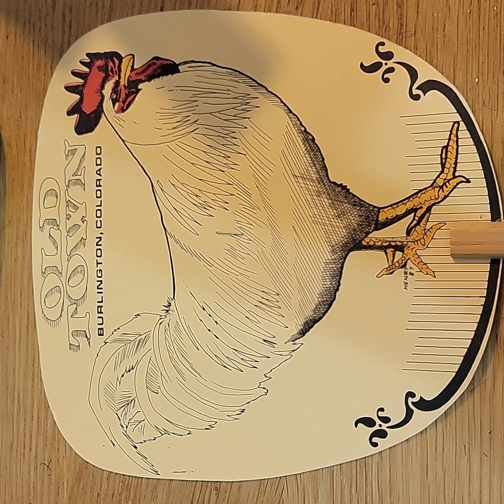 Vintage old Town, burlington Colorado hand held fan
